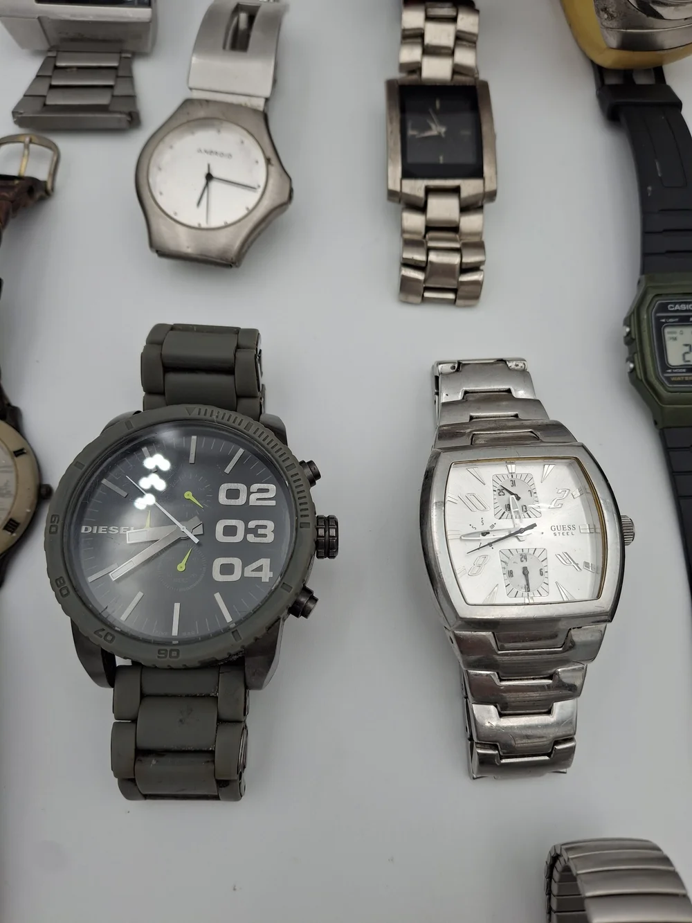 Men's Watch Lot (Skagen, Diesel, Casio, Kenneth Cole) For Parts Or Repair